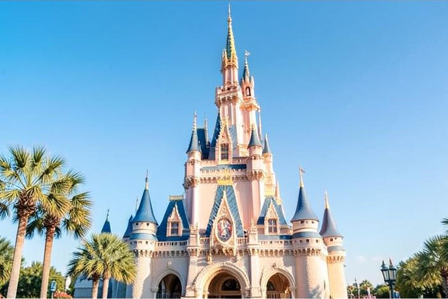 Orlando, Florida castle and palm trees